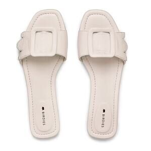 Birdies the kiwi bone Leather Flat Slide Sandals